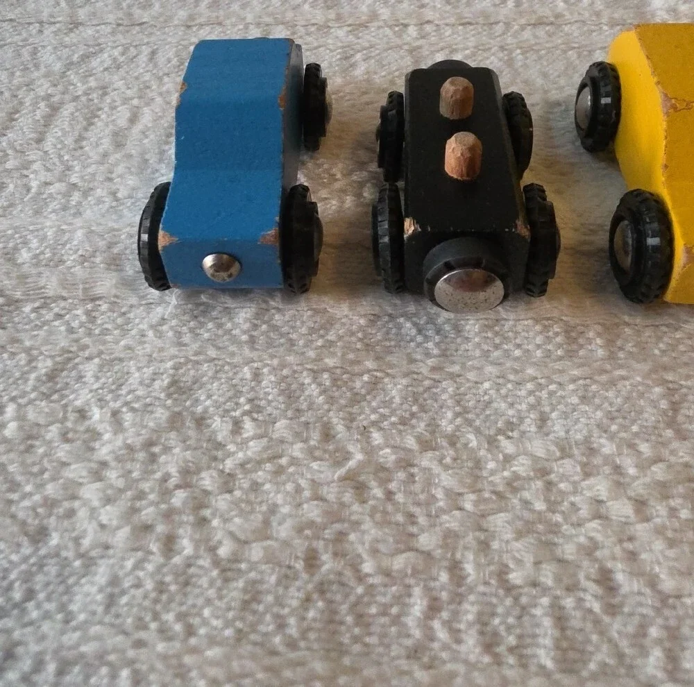 Vintage 4 Pc Of Classic BRIO magnetic Wooden Vehicles From The 1980s